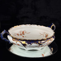 Thumbnail for K&C Royal Semi Porcelain Bowl Cobalt Blue Gold Blossom Floral 10