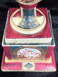 Thumbnail for Antique 19th Century Royal Vienna Urn Lamp Romantic Scene Gold Accents Large11