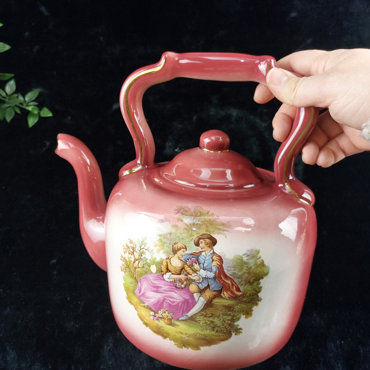 K.H. Staffordshire Pottery 10" Rococo Style Decorative Teapot Ceramic Engla13