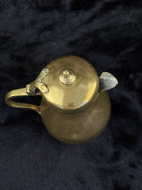 Thumbnail for Brass Antique Tankard or Pouring Vessel w Hinged Lid gold brass victorin pitcher12