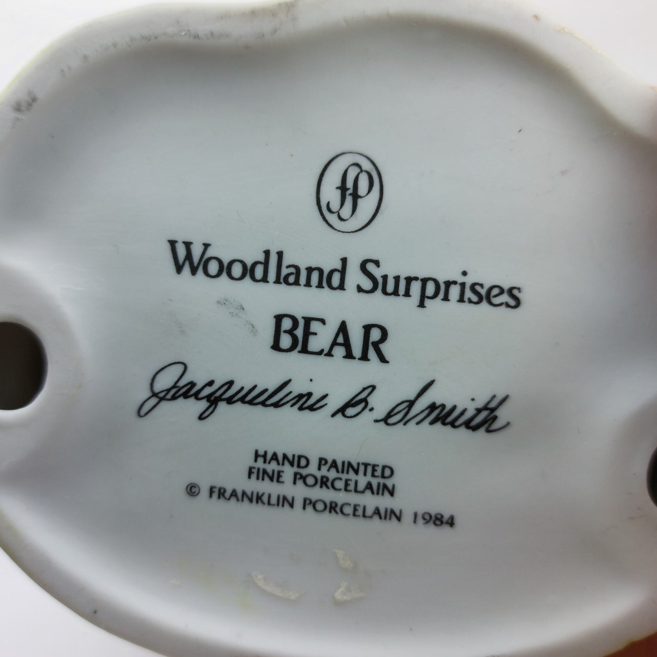 1984 Woodland Franklin Bear Jacqueline Smith Porcelain Hand Painted 3" Figurine7