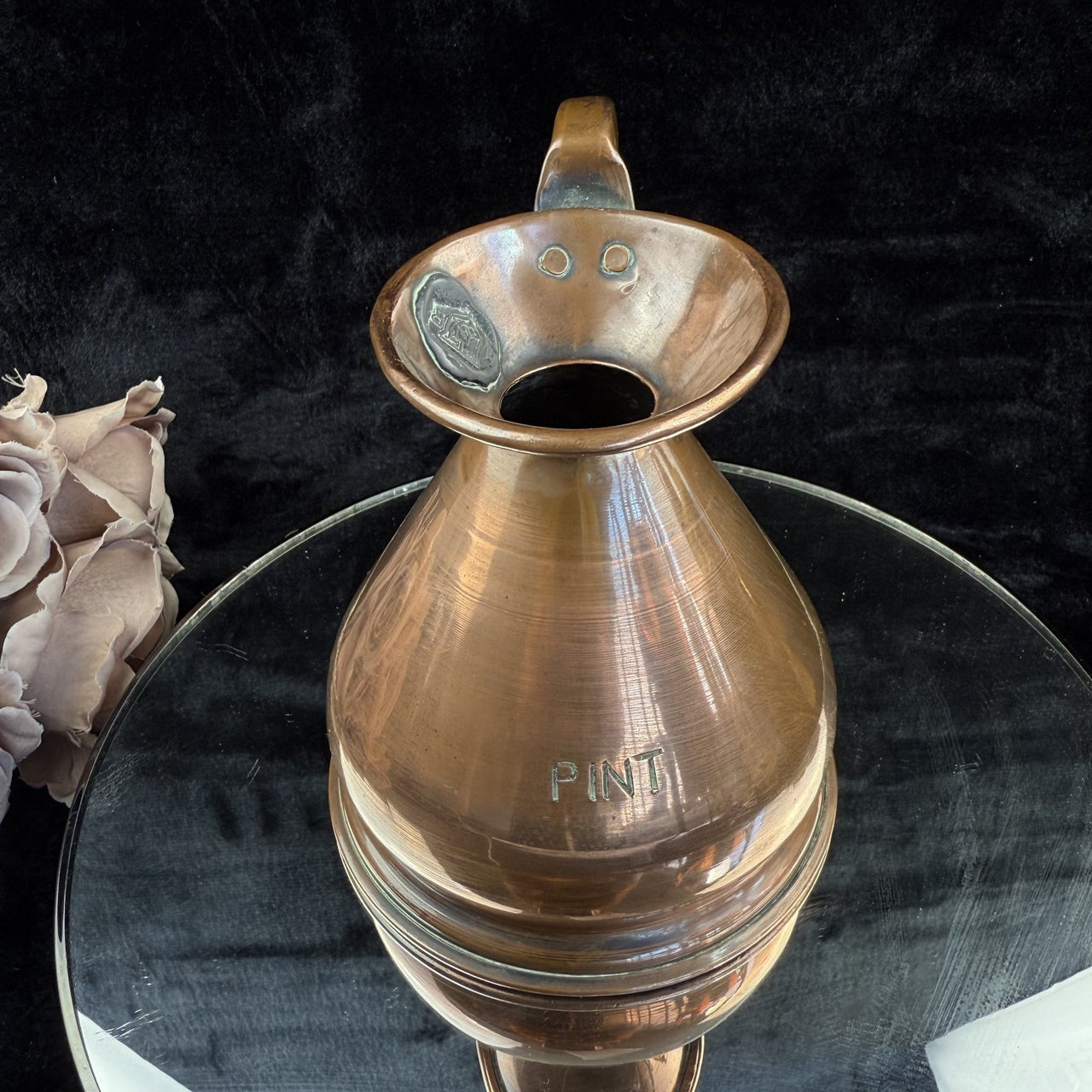 Reproduction Antique British Pint Measure Copper Marks Verification jug Vintage21
