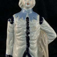 Thumbnail for Antique Porcelain Colonial Figurine White Blue Gold Trim 11