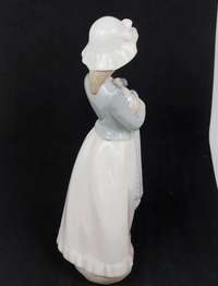 Thumbnail for Nao Girl Lladro Cuddling Puppy Figurine Blanket Porcelain firreplace decor Spain3