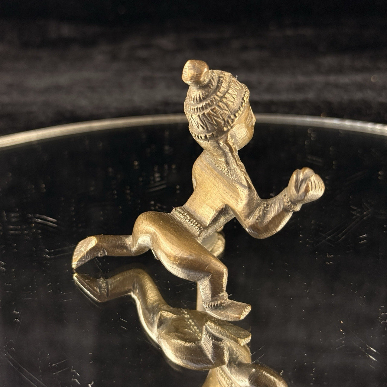 Antique Brass Indian Baby Krishna Statue – 2.5” Hindu Bal Gopal Idol Figuri5