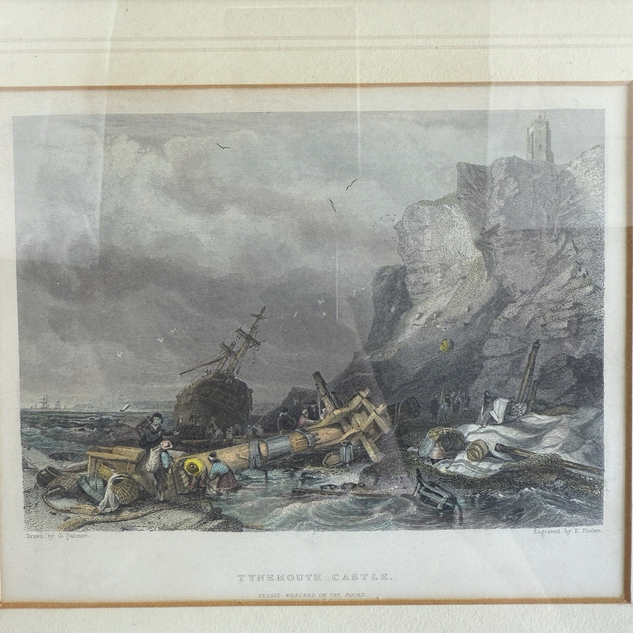 Antique Hand-Colored Lithographs Dunstanborough Castle & Tynemouth Pair Prints15