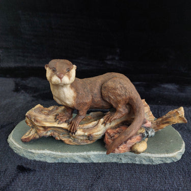 Border fine arts Edmann 1978 Limited Otter Sculpture 306/350 Stone Base Wildlife0
