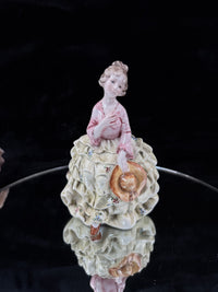 Thumbnail for Figurine Porcelain 'Lady with Hat', Hand-Painted, Stamped Italy, display decor6