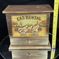 Thumbnail for Vintage Wooden Car Rental Open Tourer Trinket Box Drawer Chest Rustic Desk Box8