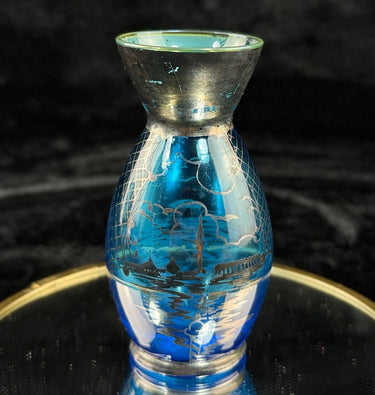 Schott Zwiesel Blue Glass Vase Florida Design Heinrich Löffelhardt 5” Vintage0