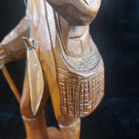 Thumbnail for Wooden Vintage SculptureFisherman -Folk Art - Jocelyn Caron - Chipped Hand4