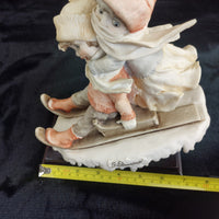 Thumbnail for Giuseppe Armani 1992 Florence Children on Sled Figurine Winter Scene Sculp 9