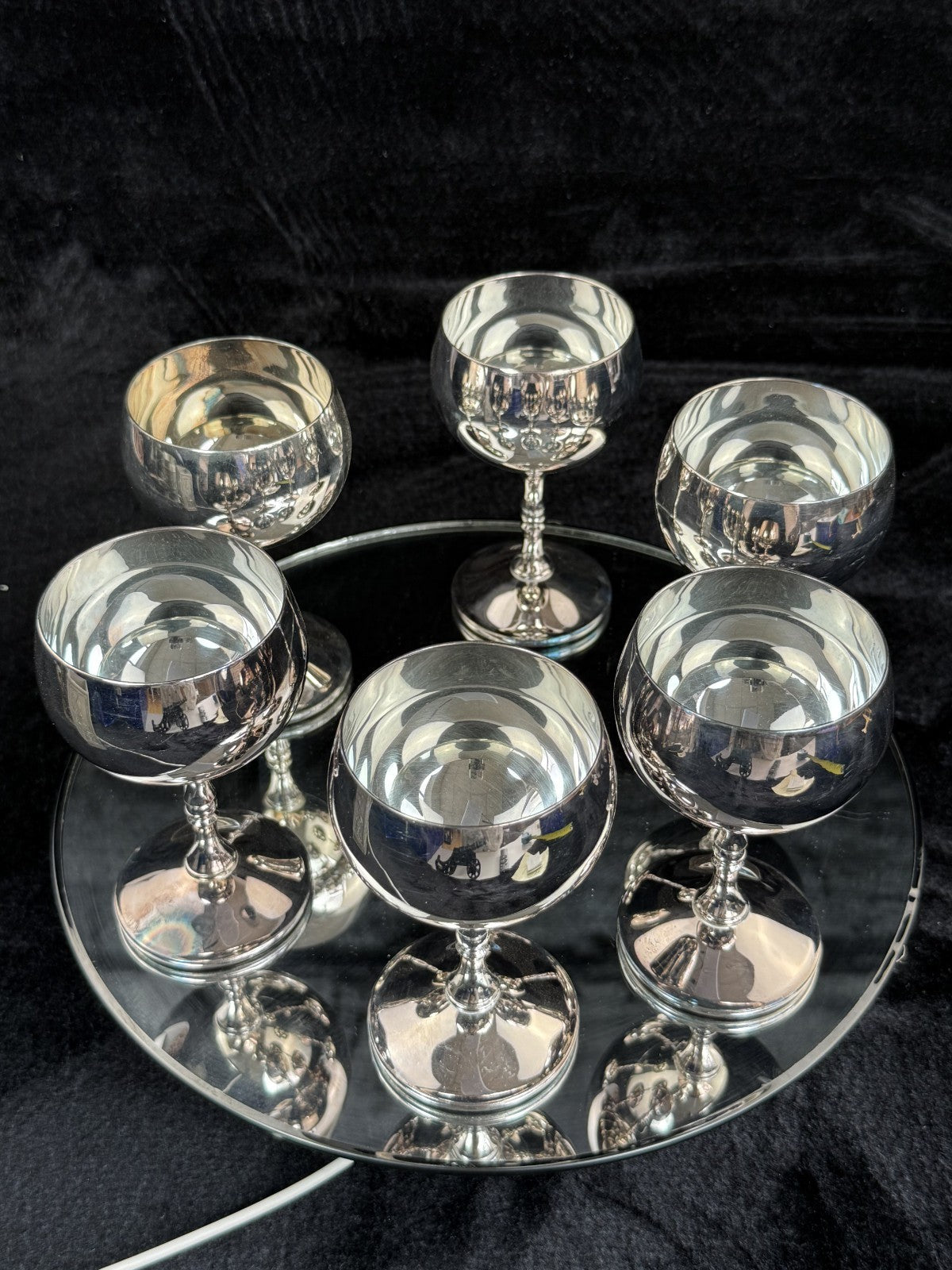 VALERO Plated Silver Goblets Set of 6 - Made in Spain - 12.5cm Tall silver decor7