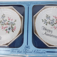 Thumbnail for Swiss Coasters Handkerchiefs porcelain anniversary Set gift AJL Stoke-onTrent3