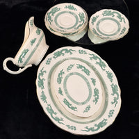 Thumbnail for Royal England Cauldon Green Dragon Serving Set x6 – Vintage Ironstone China19