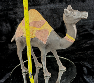 Vintage HandPainted Metal Camel Statue – Large 12 in Folk Art India Decor 1.7kg1