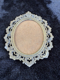 Thumbnail for Italian Vintage/Antique Brass Oval Frames with Fabric Prints - Set of 3 Italy18