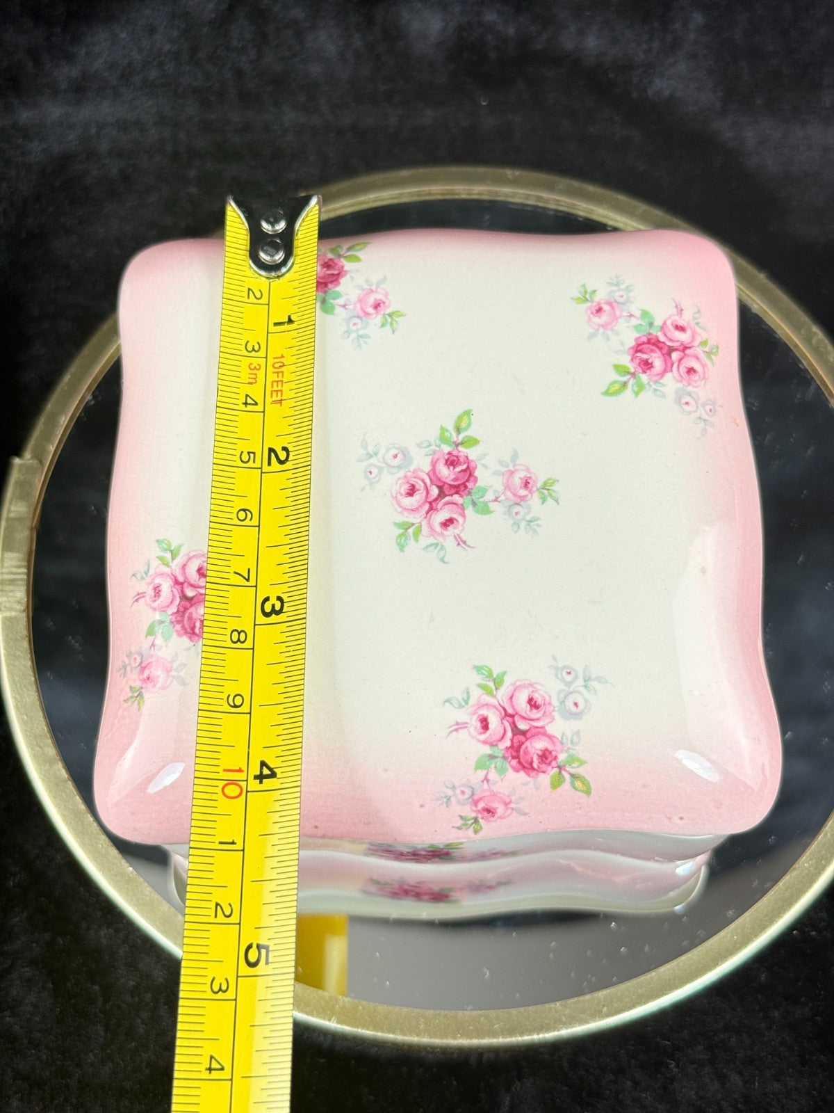 Blakeney Bone China Square Trinket Box Rose Pink Spray Pattern Stoke-on-Trend10