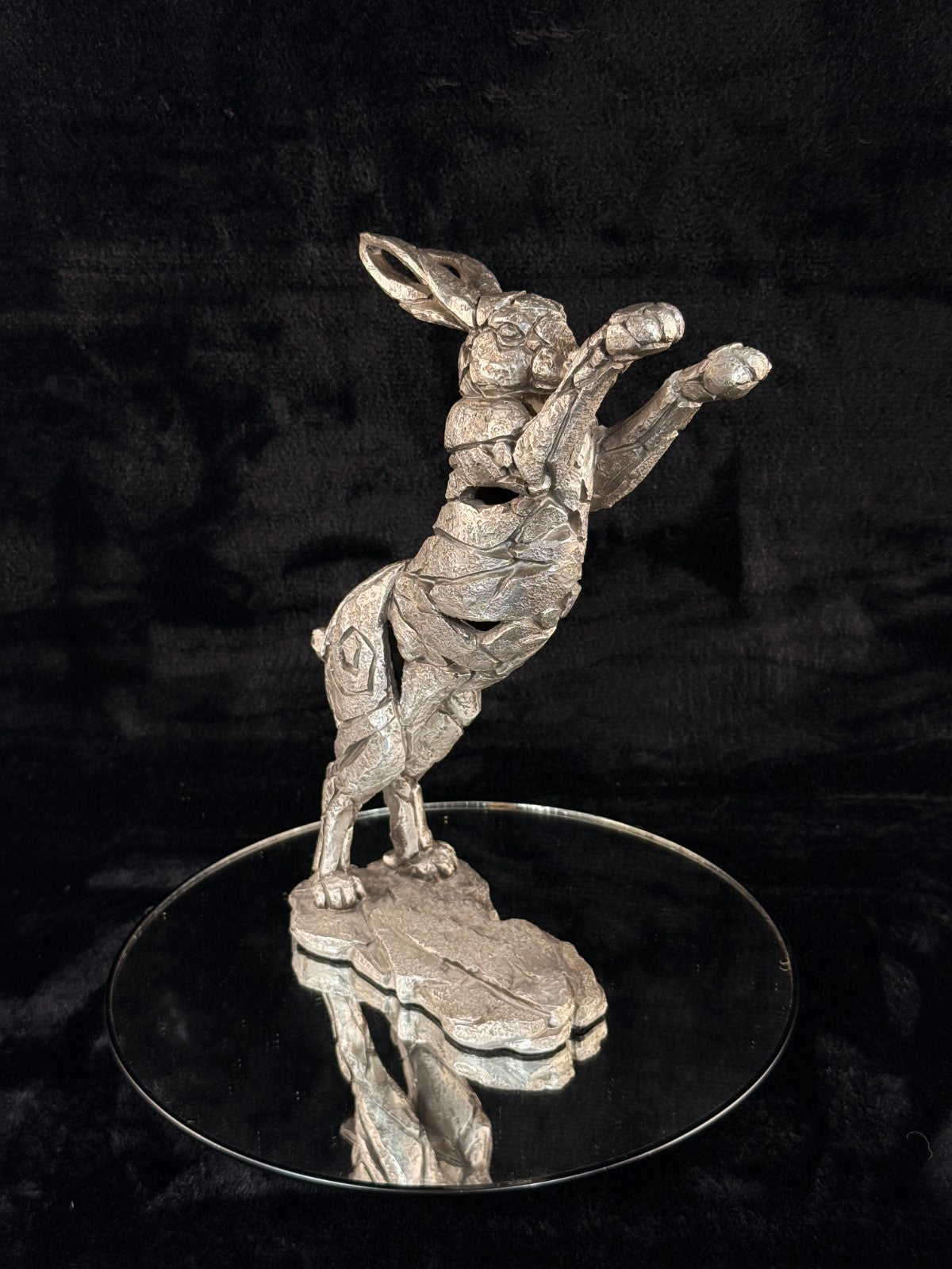 Edge Sculpture Metallic Boxing Hare Statue by Andrew Hull Metal Finish 13" large9