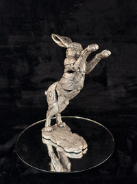 Thumbnail for Edge Sculpture Metallic Boxing Hare Statue by Andrew Hull Metal Finish 13