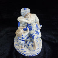 Thumbnail for Porcelain Mother Child Figurine Basket Antique German White Blue Ceramic decor8