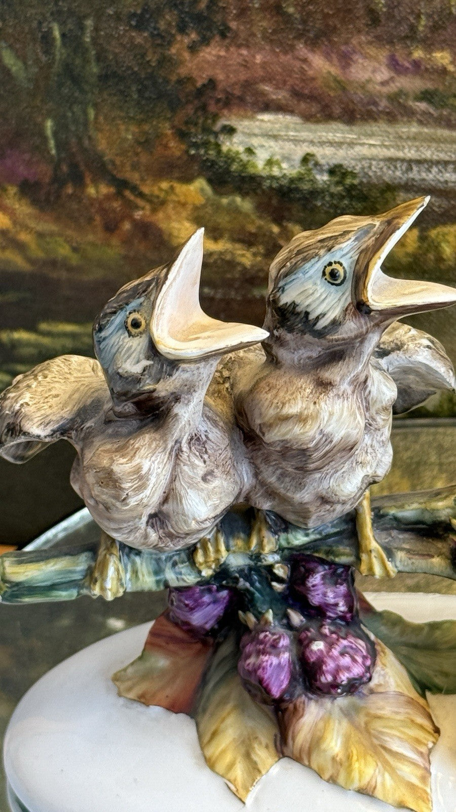 Stunning Rare Giuseppe Armani Figurine Mother Bird Feeding 3 Chicks Signed Italy7