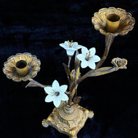 Thumbnail for Italian Style Bronzed Brass Floral Candlestick White Ceramic Flowers gift 40cm17