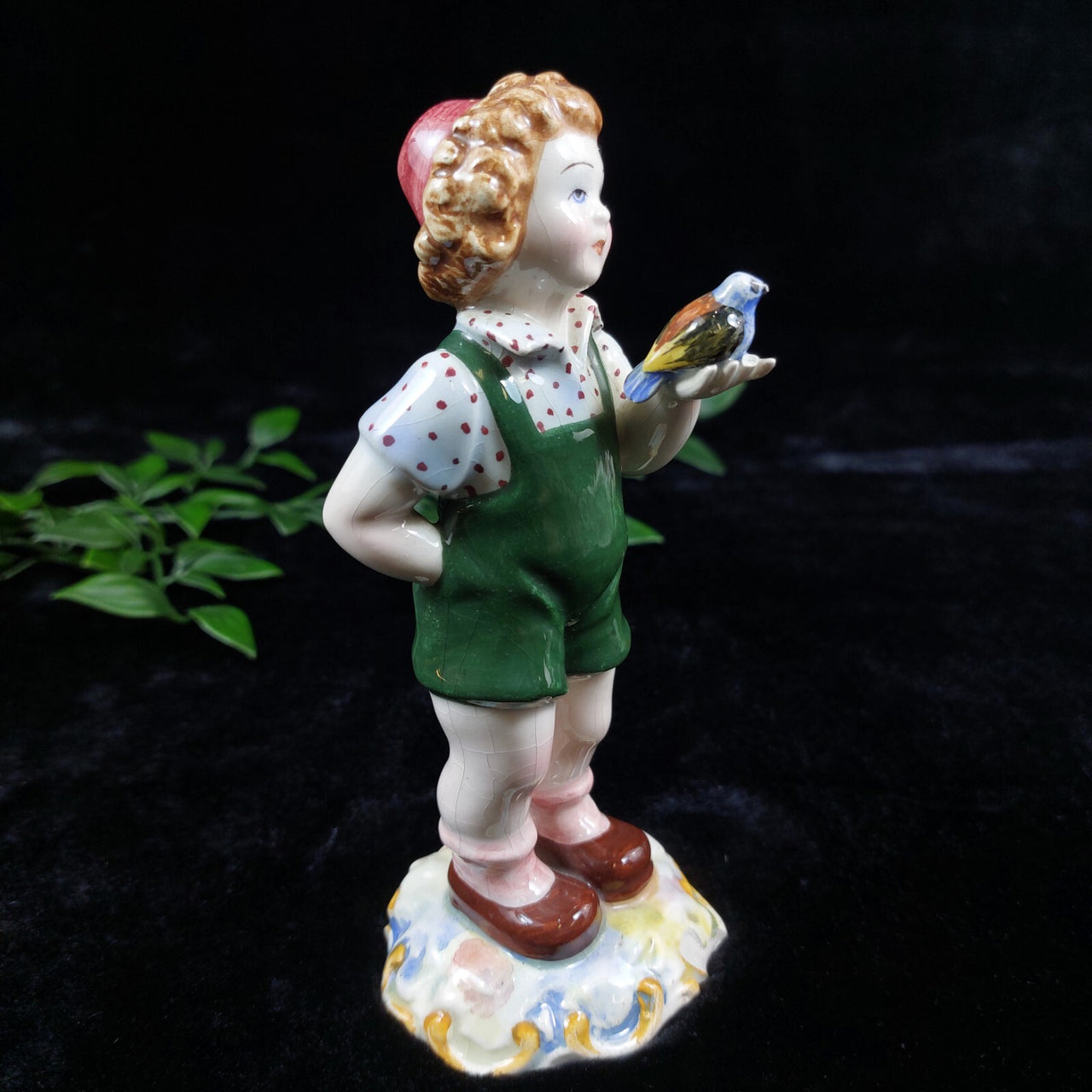 Vintage Italian Porcelain Figurine Mid Century Bird Boy Damaged Beak Ornament6