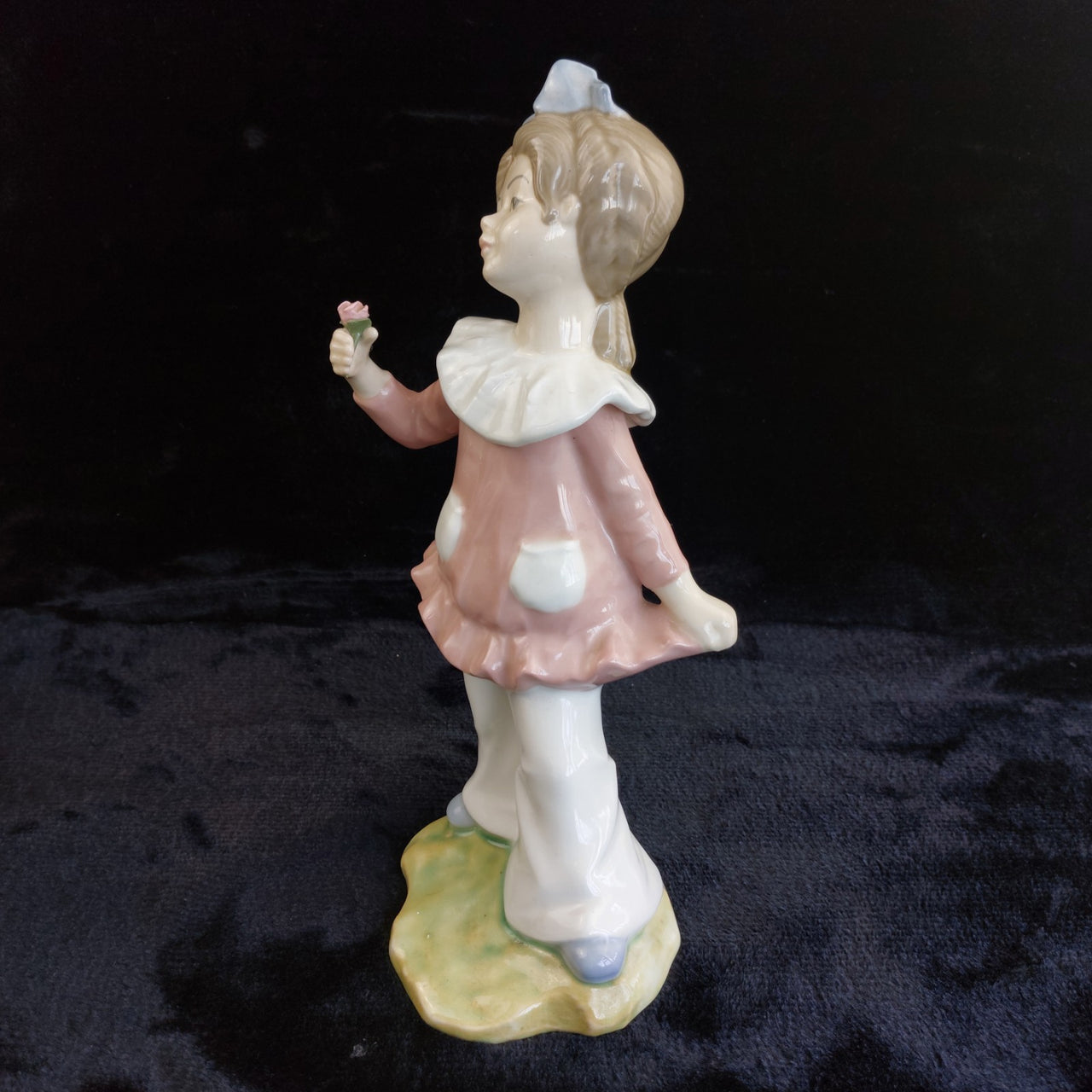 Lladro Style Girl Figurine, Valencia Spain, Flower, Bow Pink , 12" Tall decor7