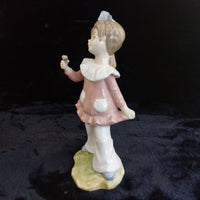 Thumbnail for Lladro Style Girl Figurine, Valencia Spain, Flower, Bow Pink , 12