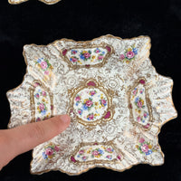Thumbnail for James Pompadour Kent Chelsea Bowls x6 Center Dish Vintage Floral Gilt Set Large13