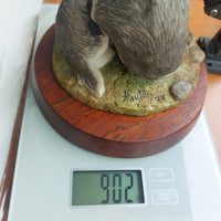 Thumbnail for Border Arts Fine 1977 Hayton Badgers Figurine Hand Made Scotland Wood Base 10