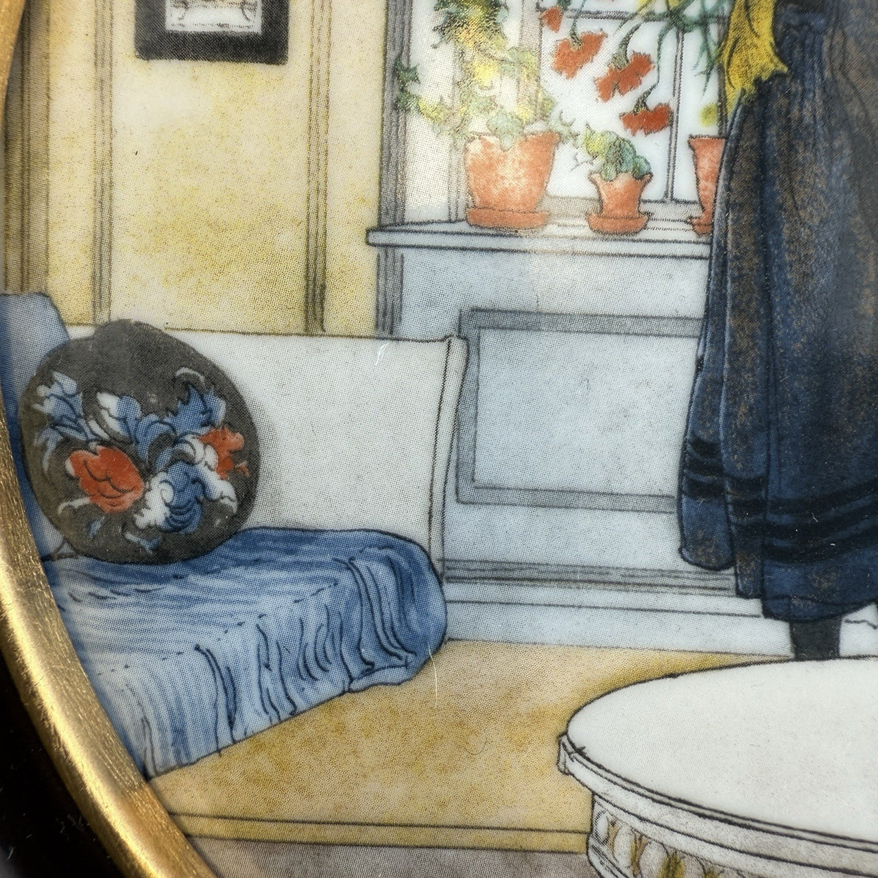 Royal Copenhagen Carl Larsson Flowers on the Windowsill Framed Porcelain Plate5