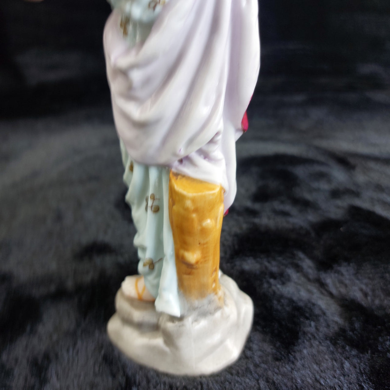 Terpsichore Muse Figurine Lyre Scroll Floral Dress Antique German Porcelain 10