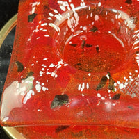 Thumbnail for Murano Style Red Art Glass Ashtray Square MCM Speckled Aventurine Retro Dish3