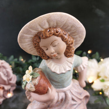 Pons Collection Handcrafted Ceramic GirlFigurine with Flowers Chip Flower  1