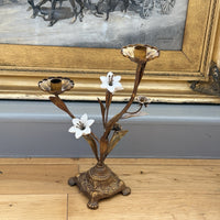 Thumbnail for Italian Style Bronzed Brass Floral Candlestick White Ceramic Flowers gift 40cm19