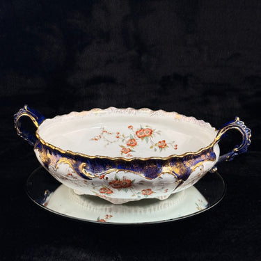 K&C Royal Semi Porcelain Bowl Cobalt Blue Gold Blossom Floral 10