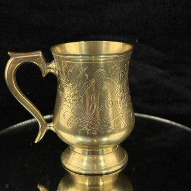 Evans Brass Commemorative Mug 1950–1975 – 5” Engraved Floral Trophy Cup J&E0