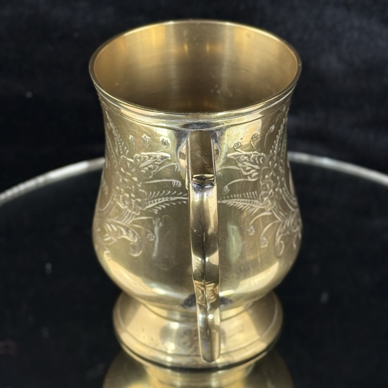Evans Brass Commemorative Mug 1950–1975 – 5” Engraved Floral Cup Trophy J&E7