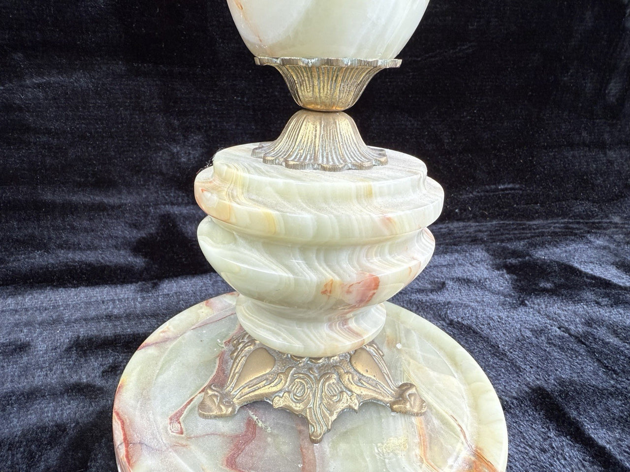 Art Deco Green Onyx Marble Brass Pedestal Ashtray Stand Tobacciana home decor18