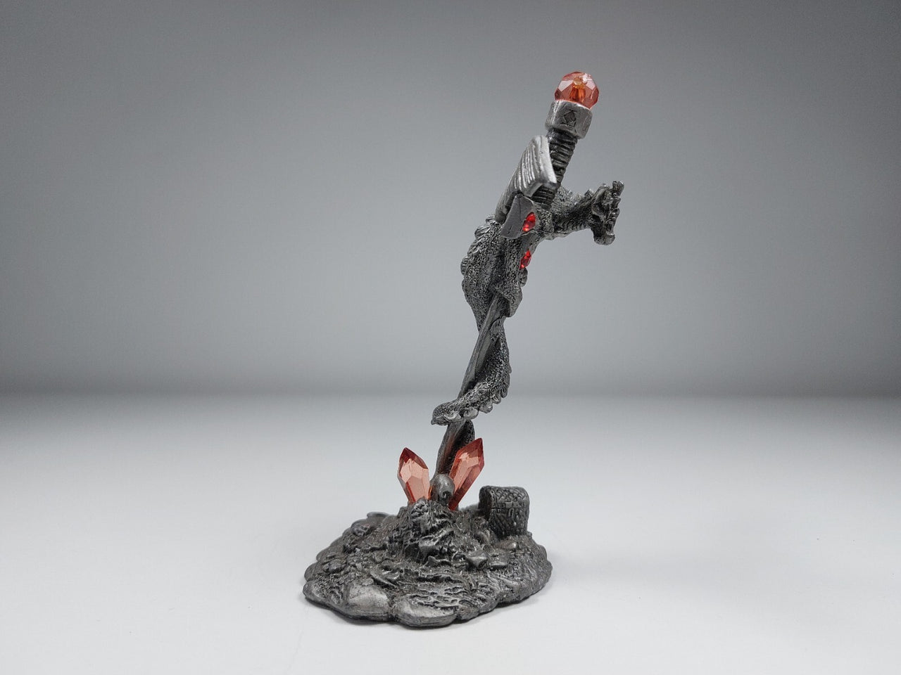 Gothic Dragon  Figurine with Gem Sword - Heavy Metallic Collectible RARE Fantasy3
