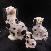 Thumbnail for Staffordshire Dog Figures Trio White Black , 7.5 in, 4.5 in Handpaint 9.5