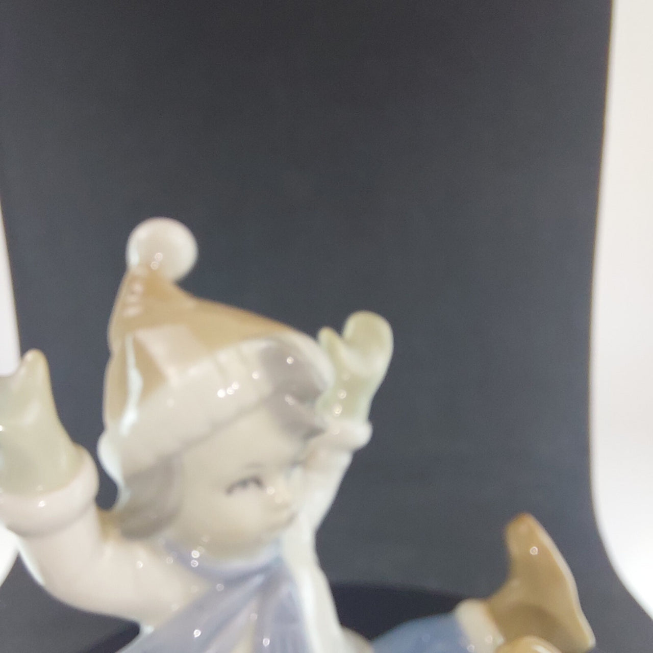 Vintage German Porcelain Child on Sled Figurine Winter Scene Ornament 12cm11