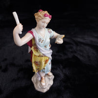 Thumbnail for Terpsichore Muse Figurine Lyre Scroll Floral Dress Antique German Porcelain 1