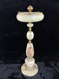 Thumbnail for Art Deco Green Onyx Marble Brass Pedestal Ashtray Stand Tobacciana home decor12