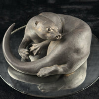 Thumbnail for Signed Otter Sculpture Set Bronze Effect Ceramic 1992 Wildlife Figurines Decor2