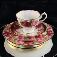 Thumbnail for Pink Royal Albert Old English Rose Trio x2 & Serving Plate Bone China England2