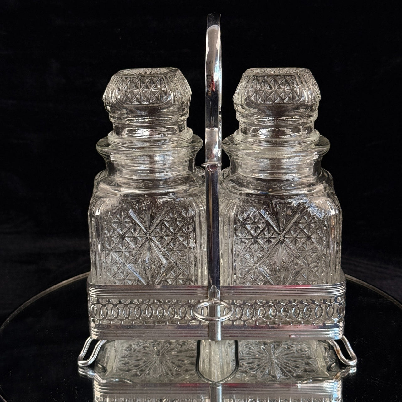 Vintage Cut Crystal Glassware & Spice Jar Set Elegant Tableware 5 Glasses & Jar4