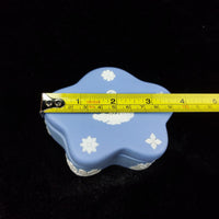 Thumbnail for Wedgwood Blue Jasperware Trinket Small Box Pentagon , Cherub Mot & Floral .5